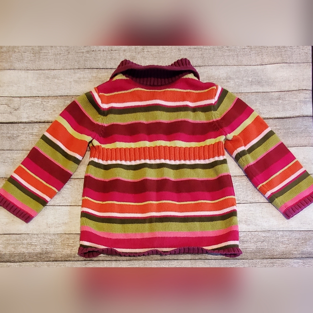 Gymboree Butterfly Girl Embroidered Flower Stripe Cardigan Sweater Girls Size 2T - Picture 2 of 5